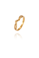 Isolated image of the Eileen Knot Ring by SH & Co., featuring a twisted gold band with a knot detail, illustrating its classic and versatile style.