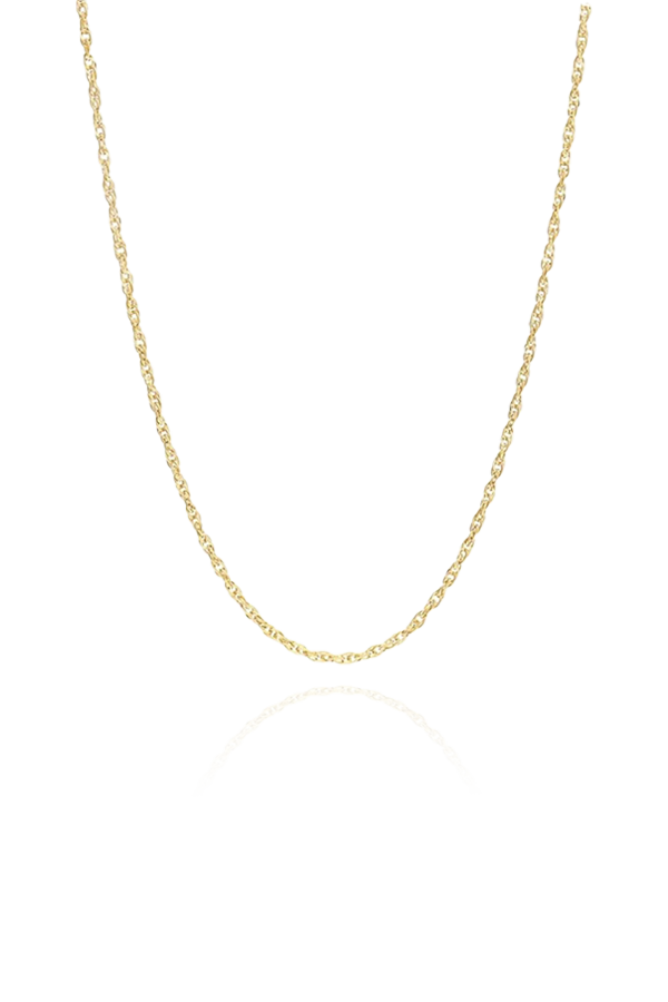 Close-up of a gold chain necklace from SH & Co., perfect for essential layering, featuring a delicate design.