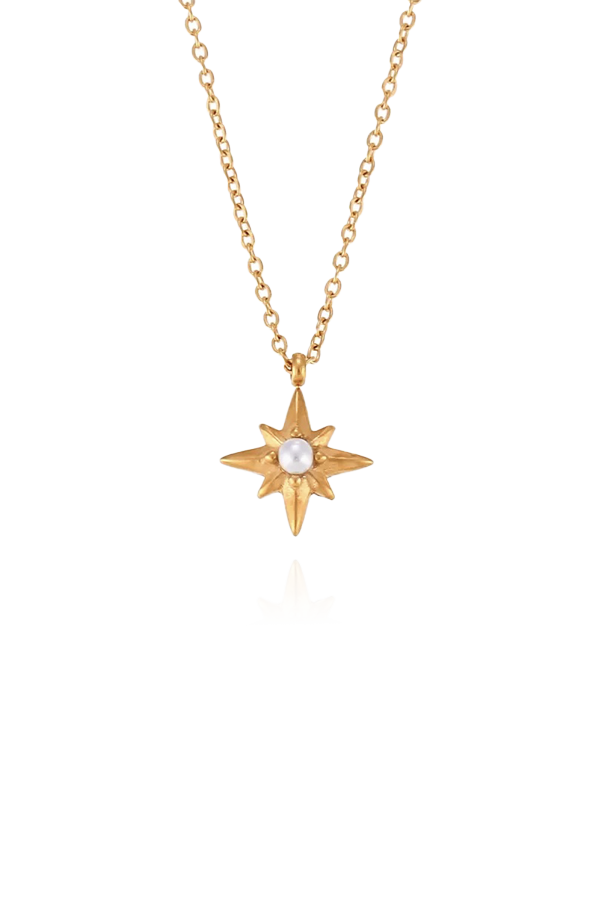 Essie star necklace with white cubic zirconia, displayed on a white background.