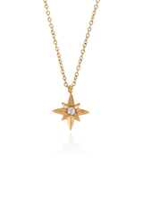 Essie star necklace featuring a pearl center, displayed on a white background.