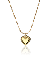 Lara heart beads necklace by SH & Co., showcasing unique heart-shaped pendants on a gold chain, blending classic charm with modern design.